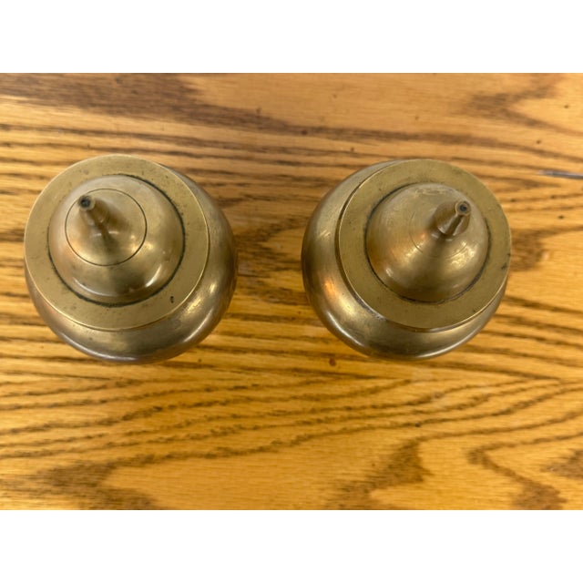 Brass Ginger Jar Urn Shaped Vessels + Lids, Set of Two For Sale - Image 9 of 12