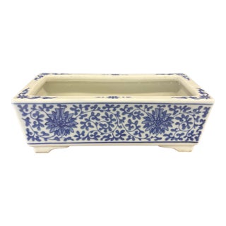 Vintage Chinese Blue and White Porcelain Jardinière Cachepot For Sale