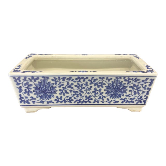 Vintage Chinese Blue and White Porcelain Jardinière Cachepot For Sale