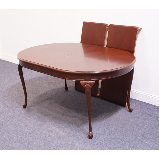 Wood Bassett Furniture Solid Cherry Traditional Queen Anne Style 100" Oval Dining Table For Sale - Image 7 of 11