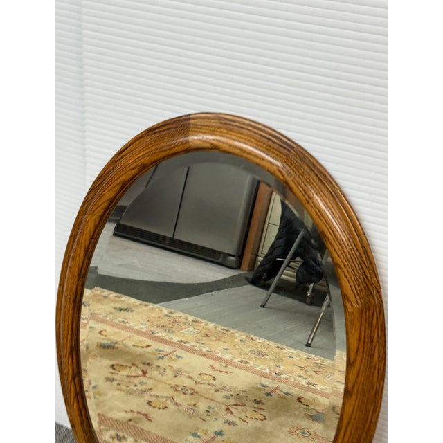 Oak Wood Framed Wall Mirror, Late 20th Century For Sale - Image 9 of 12