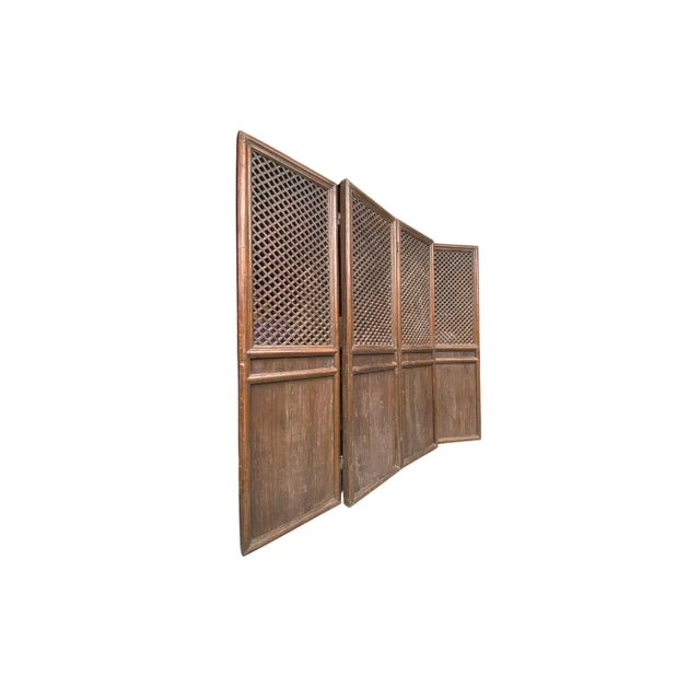 Asian Qing Dynasty Chinese 4-Panel Screen, Circa 1850 For Sale - Image 3 of 12