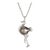 Stork Pendant & Necklace Baroque Pearl Diamond Vintage 14 Karat White Gold Bird For Sale