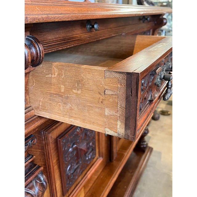 Late 19th Century Carved Walnut Victorian Buffet For Sale - Image 10 of 10