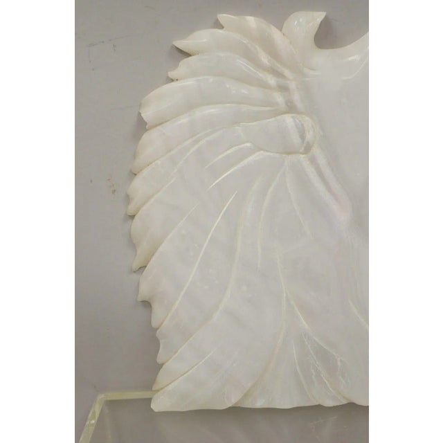 Vintage Italian Carved White Alabaster Lion Head Sculpture Statue Figure (B) For Sale - Image 4 of 11