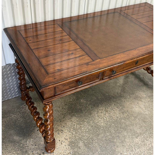 Wood Vintage Rustic Barley Twist Writing Desk For Sale - Image 7 of 12