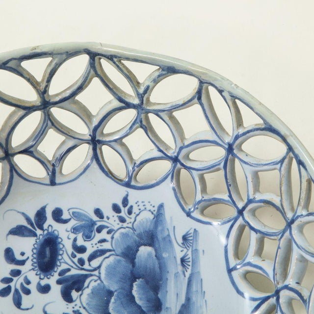 Mid 18th Century Traditional Irish Delft Porcelain Basket For Sale - Image 9 of 12