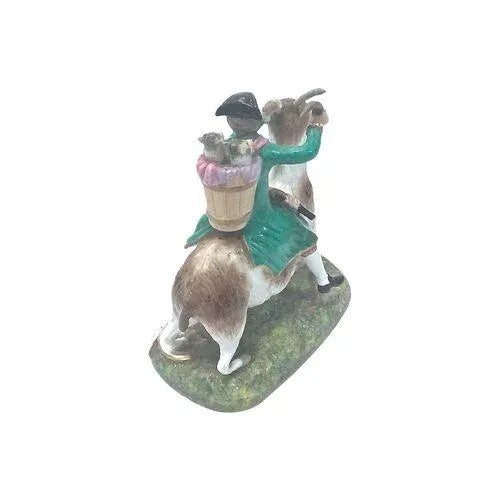 Royal Crown Derby Porcelain Antique Derby Tailor Riding Goat Figure For Sale - Image 4 of 7