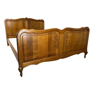 Vintage French Oak Double Bed For Sale