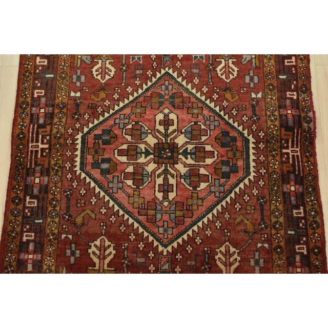 1970s Sarab Runner 3’9” X 11′ Red Wool Semi-Antique Tribal Hand-Knotted Oriental Rug For Sale - Image 5 of 14