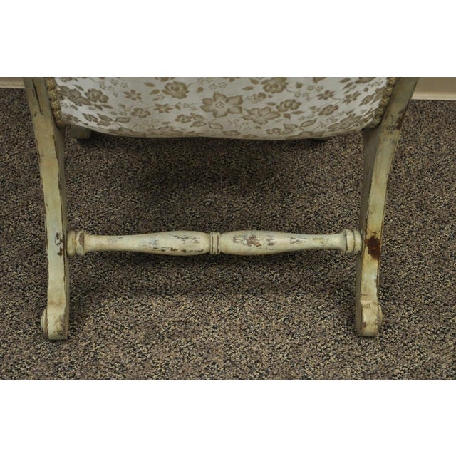 Vintage Japanese Obi Chair Slipper Carved Wood Distress Painted Accent