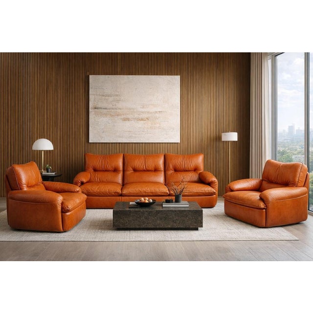 Orange Lounge Set from Perego, 1970s, Set of 3 For Sale - Image 8 of 10