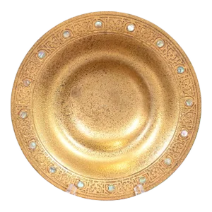 Tiffany Studios New York Bronze Doré Bowl With Abalone Inlay