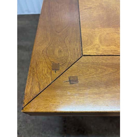 Expandable Wood Dining Table, Light Walnut Stain, Modern Design, 1990 For Sale - Image 12 of 17