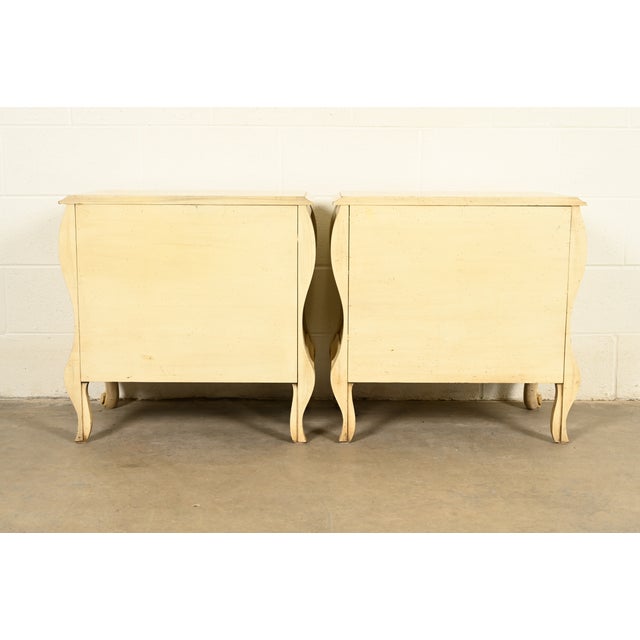 White Furniture French Provincial Louis XV Cream Lacquered Nightstands, Pair For Sale - Image 13 of 15