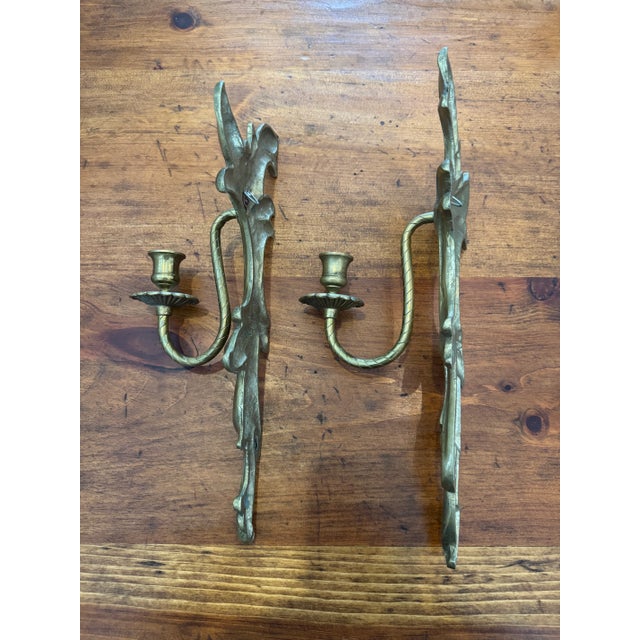 Brass Art Nouveau Sconces- A Pair For Sale In Boston - Image 6 of 8