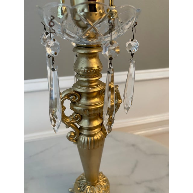 Vintage Gold Urn and Crystal Lamp For Sale - Image 4 of 8