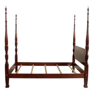 1980s Ethan Allen Georgian Court Queen Four Post Bed For Sale