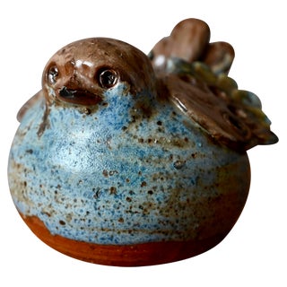 Pique-Fleurs Bird in La Borne Sandstone in Zoomorphic Ceramic by Michel Gardelle For Sale