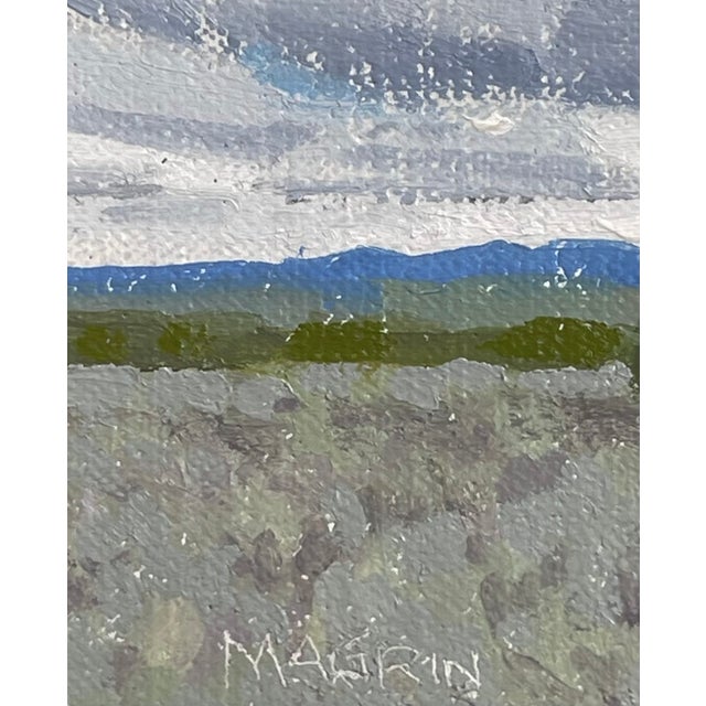 Contemporary Under Open Skies by Michael Magrin | Oil on Mounted Linen Landscape With Cumulus Clouds For Sale - Image 3 of 3