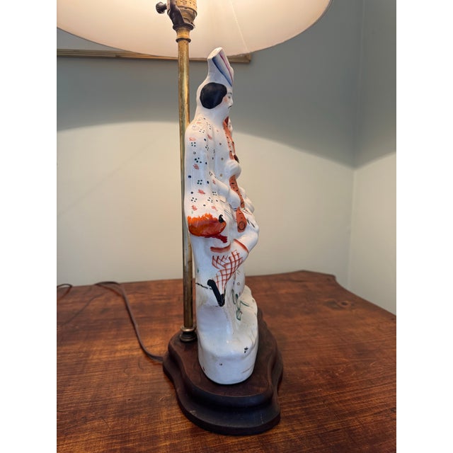 Staffordshire 19th Century Staffordshire Porcelain Figurine Converted to a Lamp For Sale - Image 4 of 7
