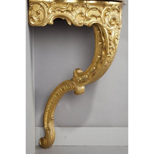 Louis XV Corner Console in Gilded Wood & Breche Marble Top, 1850s For Sale - Image 16 of 18