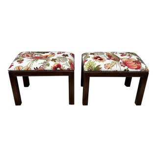 Pair of 1960s Federal Kittinger Style Upholstered Benches For Sale