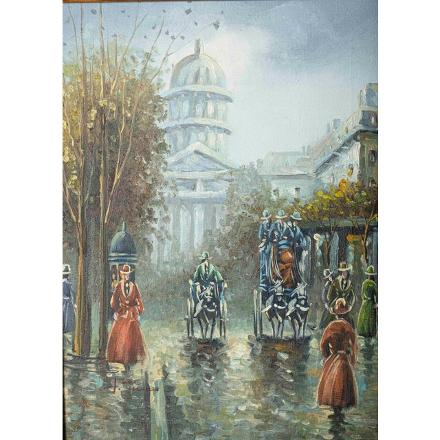 There is something wonderfully cinematic about this vintage European street scene, with horse-drawn carriages and...