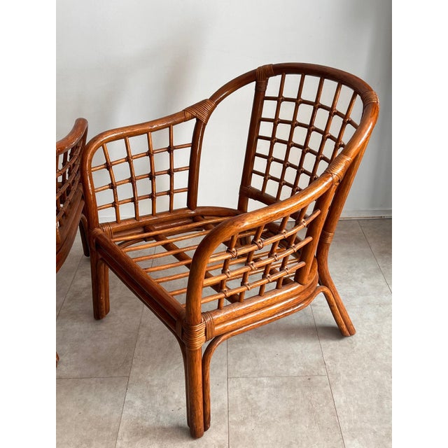 1960s Italian Woven Bamboo Armchairs, 1960s, Set of 2 For Sale - Image 5 of 15