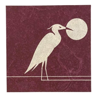 1970s James Omohundro Egret and Moon Serigraph For Sale