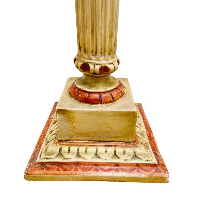 Vintage Classical Venetian Cream and Red Pedestal Columns - A Pair For Sale - Image 10 of 12