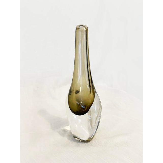 1960s Vintage Smoked Glass Vase by Nils Landberg for Orrefors Glassworks, Sweden, 1950s For Sale - Image 5 of 11