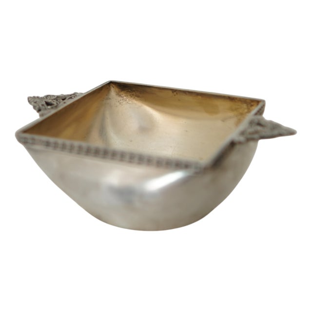 Art Deco Square Pocket Ashtray in Silver Metal from Km, 1930s For Sale