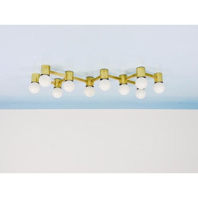 Zigzag Brass Ceiling and Wall Light in the style of Gaetano Sciolari, Austria, 1970s For Sale - Image 14 of 18