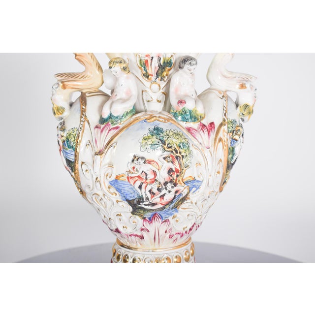 Ceramic Amphora Shaped Polychrome Pottery Jar, 1950s For Sale - Image 7 of 13