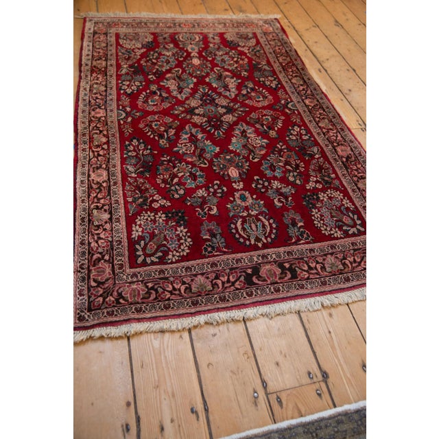 Red Vintage Fine Sarouk Rug - 3'5" x 5'2" For Sale - Image 8 of 11