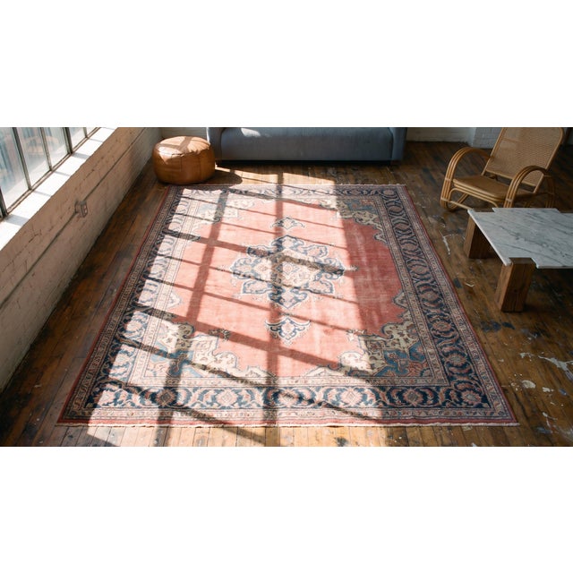 Excellent Orange Salmon Color With Special Medallion Design Antique Persian N E Rug For Sale - Image 9 of 9