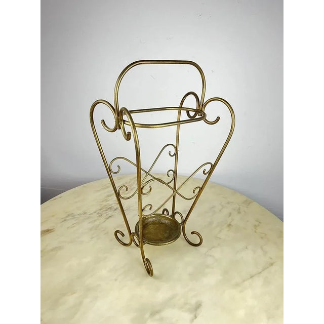 Italian Umbrella Stand in Brass, 1950s For Sale - Image 6 of 8