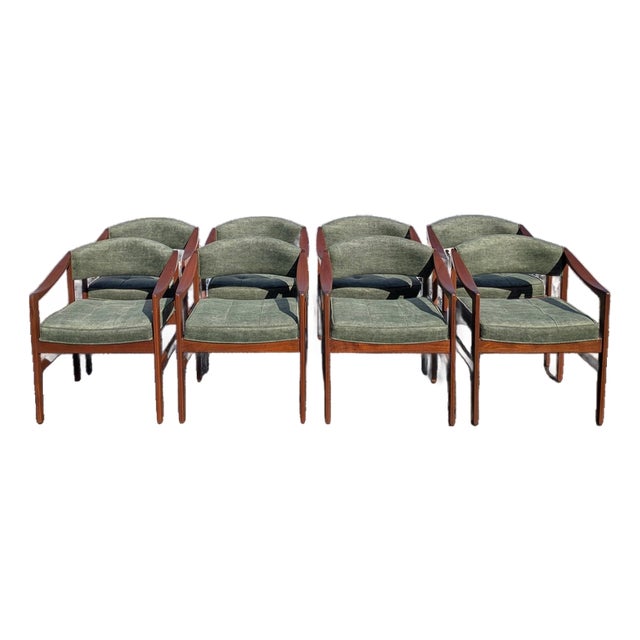 1960s Dunbar Attributed Model 1170 Walnut "Quinn" Arm Chairs For Sale