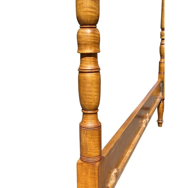 Vintage Federal Style Tiger Maple Full Size Four Poster Bed For Sale In Boston - Image 6 of 11