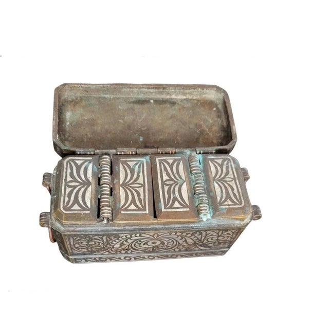 Antique Southeast Asian Maranao Decorative Silver Inlaid Brass Betel Nut Box For Sale - Image 11 of 11