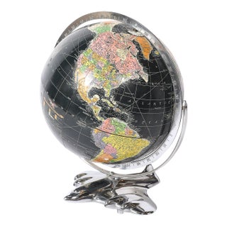 Art Deco Aviation Globe on Sculptural Airplane Base in Chrome For Sale