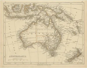 Antique Map of Australasia by Lowry, 1852