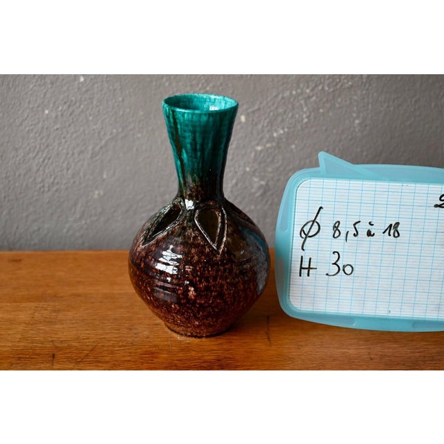Aqua Accolay Openwork Ceramic Ball Vase in Turquoise Glazed, 1960s For Sale - Image 8 of 9