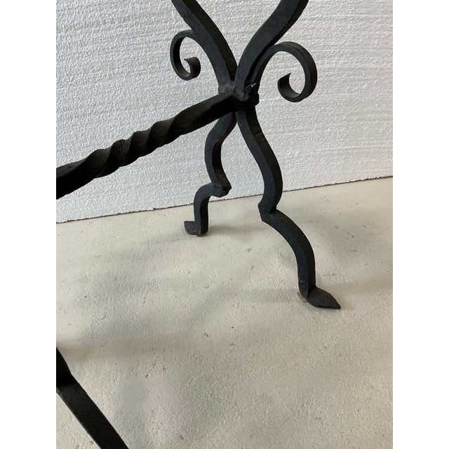 1900 - 1909 Antique Spanish Marble Top Wrought Iron Side Table. For Sale - Image 5 of 10
