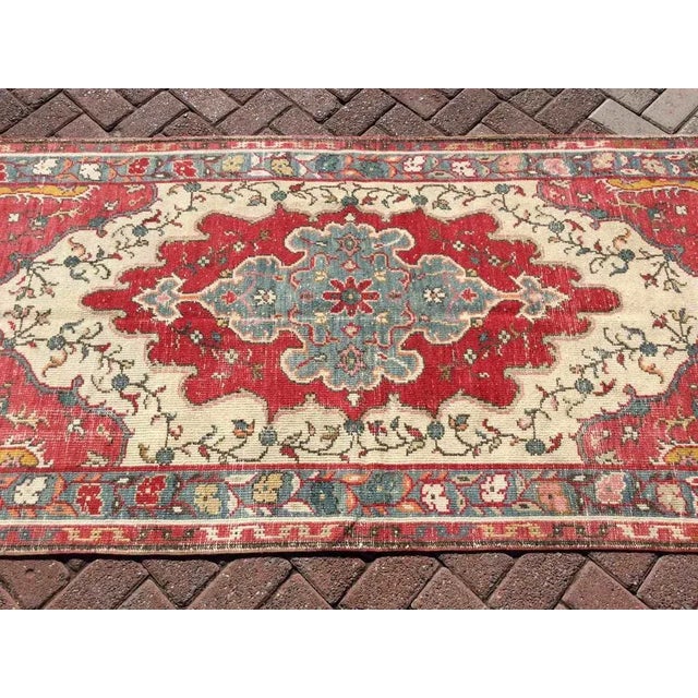 Mid-Century Modern Vintage Hand Knotted Turkish Area Rug - 41" X 94.5" For Sale - Image 3 of 10