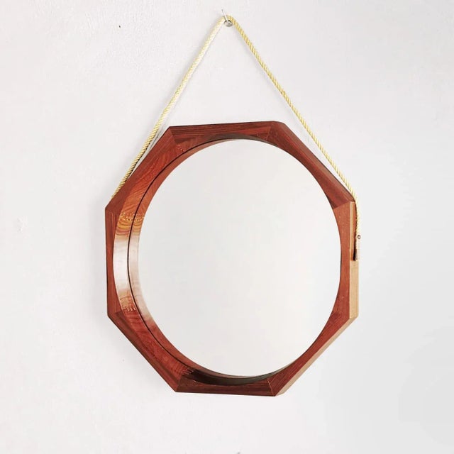 Octagonal Teak Mirror, 1950s For Sale - Image 4 of 4