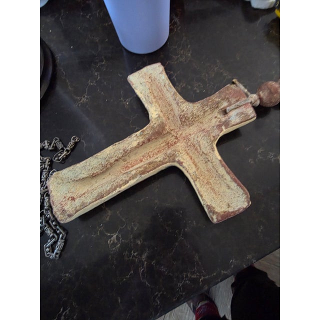 Mexican Folk Art Clay Cross and Beads For Sale - Image 4 of 4