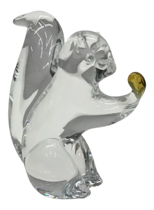 1960s Fm Konstglas Sweden Glass Sculpture of Squirrel