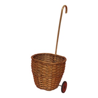Vintage Rustic French Wicker Market Basket For Sale